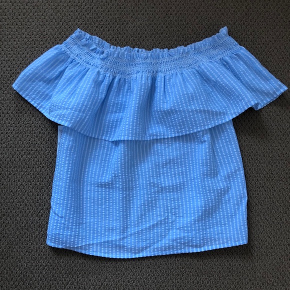 Off the Shoulder Stripped Shirt - Picture 2 of 4